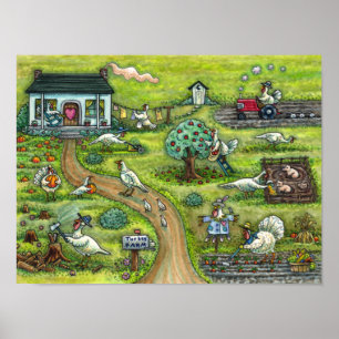 TURKIJE BOERDERIJ, HUMOROUS LAND THANKSGIVING VOGE POSTER