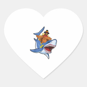 Turkije Dabbing Riding Shark Cool Thanksgiving Gif Hart Sticker