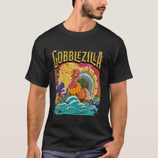 Turkije Dag Thanksgiving Gobblezilla T Shirt (Voorkant)
