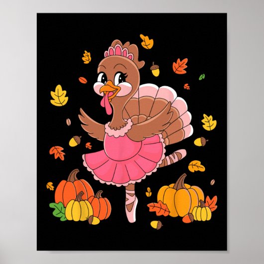 Turkije Dancing Ballet Lover Dancer Thanksgiving F Poster (Voorkant)
