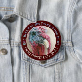 Turkije Duel Holiday Cook off Pinback Button (In situ)