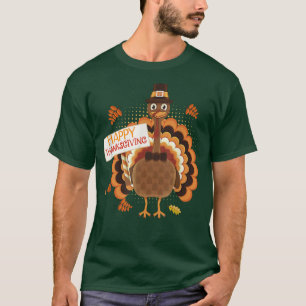 Turkije eet Pizza Adult Vegan Kinder Funny Thanksg T-shirt