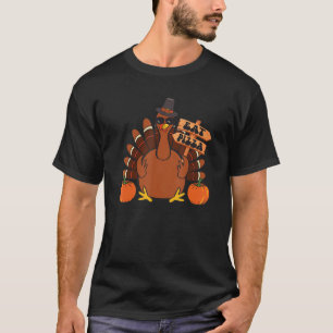 Turkije eet Pizza Adult Vegan Kinder Funny Thanksg T-shirt