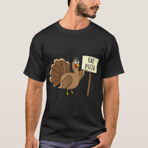 Turkije eet Pizza Adult Vegan Kinder Funny Thanksg T-shirt