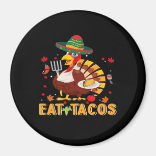 Turkije Eet tacos Grappige Mexicaanse Thanksgiving Magneet