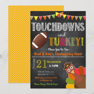 Turkije en de "Touchdowns Friendsgiving Party Invi Kaart