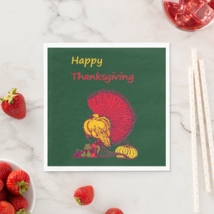 Turkije en groenten gelukkig Thanksgiving groen Servet
