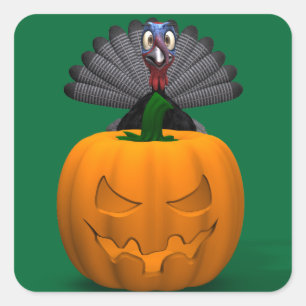 Turkije en pompoen vierkante sticker