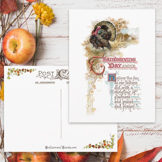 Turkije en Thanksgiving Verse Feestdagenkaart