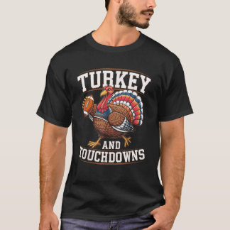 Turkije en touchdowns Football Thanksgiving Mannen T-shirt