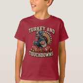 Turkije en Touchdowns Funny Thanksgiving T-shirt (Voorkant)