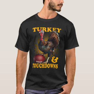 Turkije en touchdowns Grappige Thanksgiving Turkij T-shirt