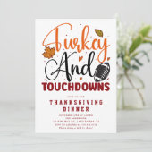 Turkije en Touchdowns Thanksgiving Diner Kaart (Staand voorkant)