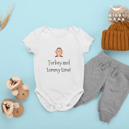 Turkije en Tummy Time Funny Thanksgiving Romper