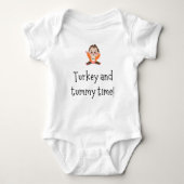 Turkije en Tummy Time Funny Thanksgiving Romper (Voorkant)