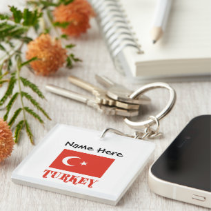 Turkije en Turkse vlag gepersonaliseerd Sleutelhanger