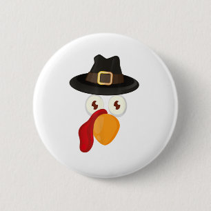 Turkije Face Shirt_ Grappige Thanksgiving Turkije Ronde Button 5,7 Cm