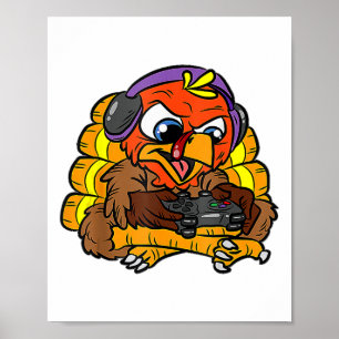 Turkije Gamer Grappige Thanksgiving Cool Videospel Poster