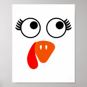 Turkije Gezicht Wimpers Halloween Thanksgiving Gra Poster