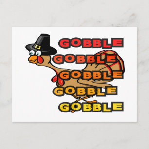 Turkije gobble Thanksgiving diner vulling Feestdagenkaart
