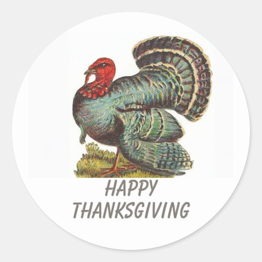 Turkije Happy Thanksgiving Ronde Sticker (Voorkant)