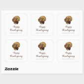 Turkije Happy Thanksgiving Square Sticker (Vel)
