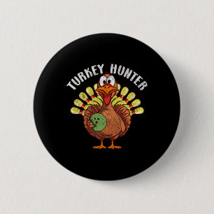 Turkije Hunter Grappig Turkije Bowling Speler Than Ronde Button 5,7 Cm