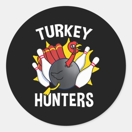 Turkije Hunters Bowling Fun Bowling Gift Ronde Sticker (Voorkant)