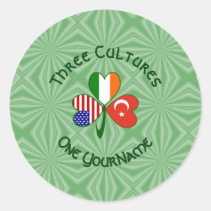 Turkije Ierland VS Shamrock Vlag Persoonlijk Ronde Sticker
