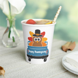 turkije in een auto-Thanksgiving Papieren Bekers