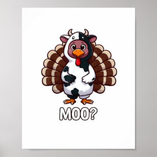 Turkije in Koe kostuum, Moo Grappige Thanksgiving  Poster