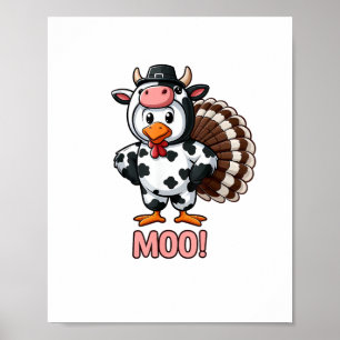 Turkije in Koe kostuum, Moo Grappige Thanksgiving  Poster