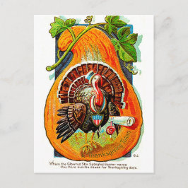 Turkije in oranje pompoen,  Thanksgiving Briefkaart