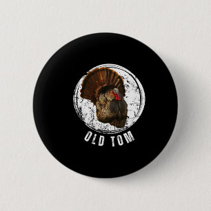 Turkije Jacht Shirt Oude Tom Gobbler Turkije Jacht Ronde Button 5,7 Cm