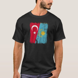 Turkije Kazachstan Halve Vlag Turks Kazachse Jerse T-shirt