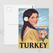 Turkije Kustvrouw Retro Briefkaart (Voorkant / Achterkant)