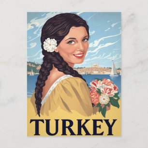 Turkije Kustvrouw Retro Briefkaart