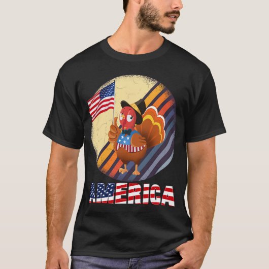 turkije met amerikaanse vlag , op 4 juli t-shirt (Voorkant)