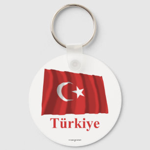 Turkije met vlag en naam in het Turks Sleutelhanger