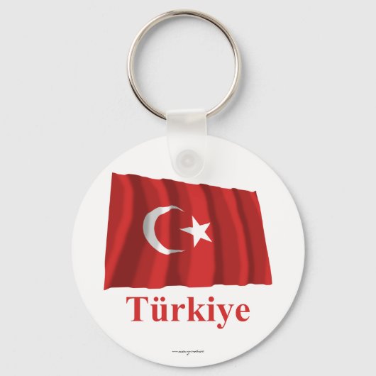 Turkije met vlag en naam in het Turks Sleutelhanger (Voorkant)