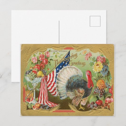 Turkije met vlag - Thanksgiving groeten Briefkaart (Voorkant / Achterkant)
