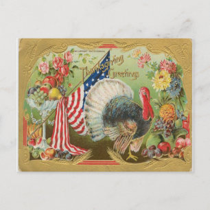 Turkije met vlag - Thanksgiving groeten Briefkaart