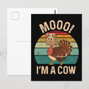 Turkije Moo: de grappigste Koe & Turkije Thanksgiv Briefkaart