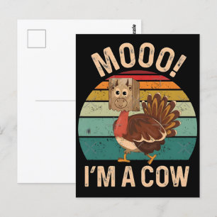 Turkije Moo: de grappigste Koe & Turkije Thanksgiv Briefkaart