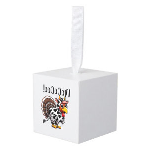 Turkije Moo Grappige Thanksgiving Fake Koe Moo Kubus Ornament