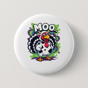 Turkije Moo Koe Grappige Thanksgiving - Schattige Ronde Button 5,7 Cm