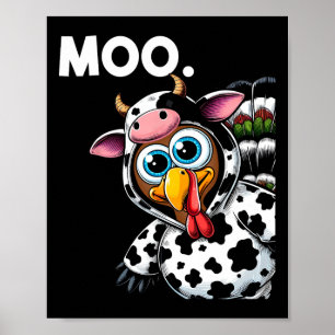 Turkije Moo Koe Kostuum Grappige Thanksgiving Hall Poster