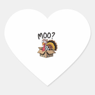 Turkije Moo Koe Kostuum Grappige Thanksgiving Turk Hart Sticker