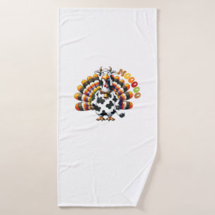 Turkije Moo Thanksgiving Koe Turkije Humor Funny _ Badhanddoek