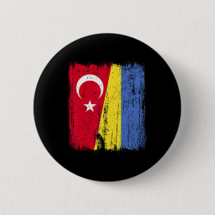 Turkije Oekraine Half Vlag Turks Oekraïens Erfgoed Ronde Button 5,7 Cm